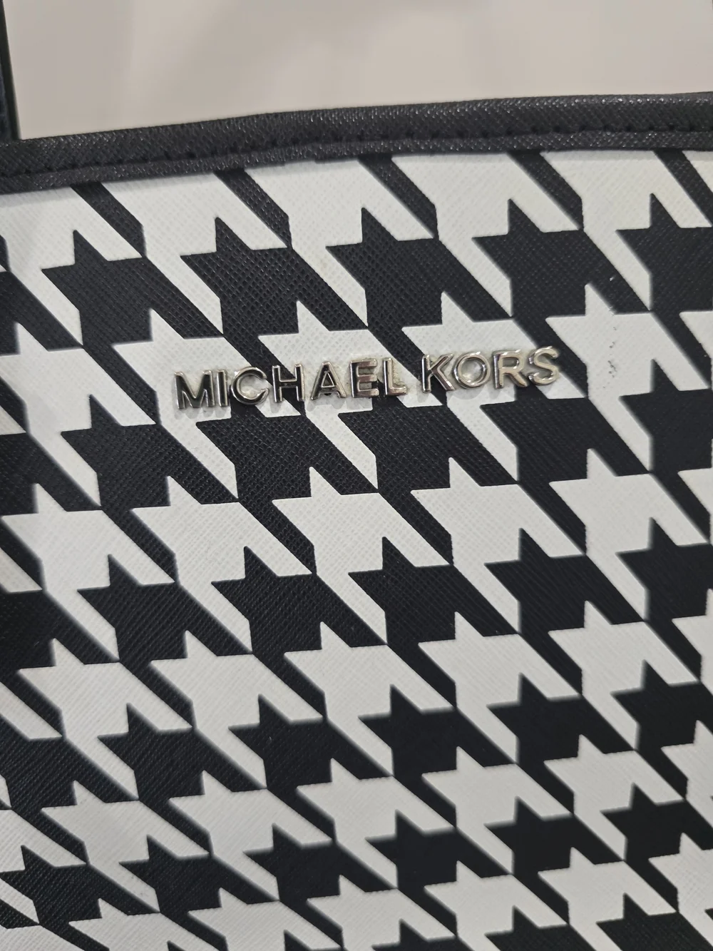 Michael Kors Black & White Houndstooth Tote Bag